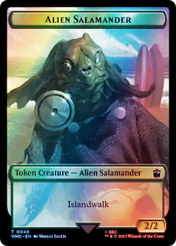 Dalek // Alien Salamander Double-Sided Token (Surge Foil) [Doctor Who Tokens]