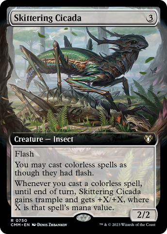 Skittering Cicada (Extended Art) [Commander Masters]