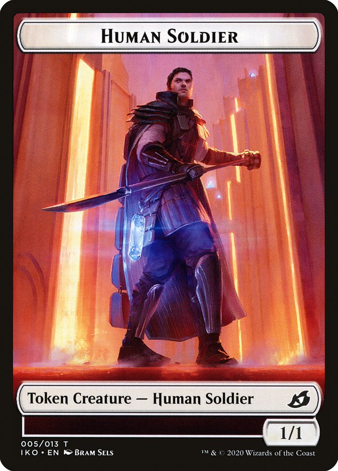mtg soldier token cards Human Soldier Token (005/013) [Ikoria: Lair of Behemoths Tokens]