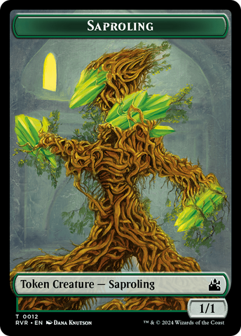 Saproling // Rhino Double-Sided Token [Ravnica Remastered Tokens]